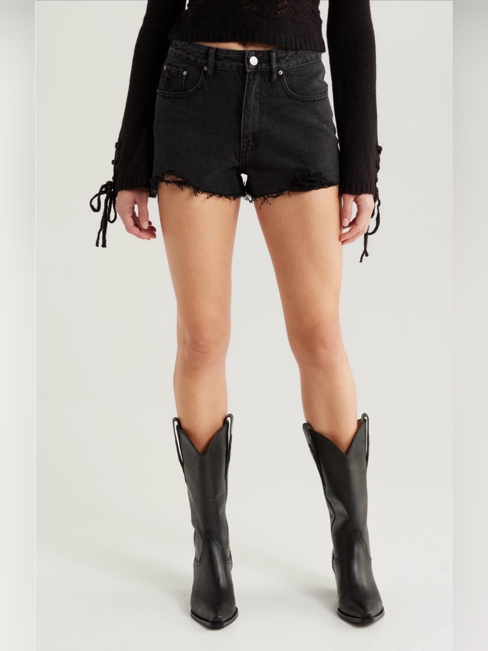NWT Pacsun Festival Moonlight Black Ripped Distressed Denim Shorts Size 30
